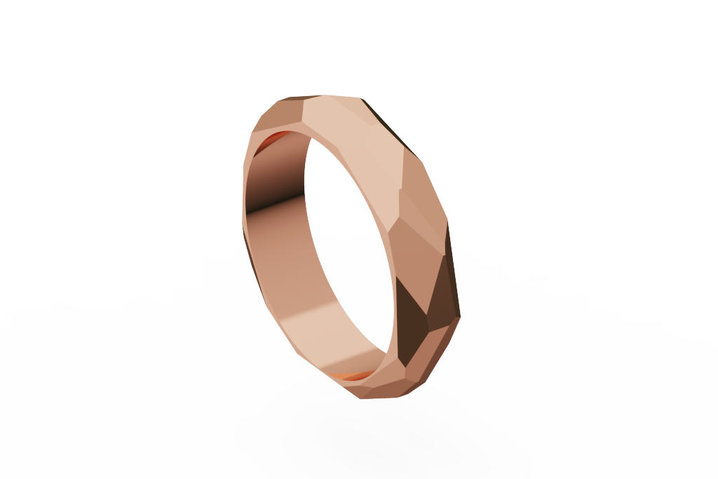 Faceted Geometric Wedding Band No Stones