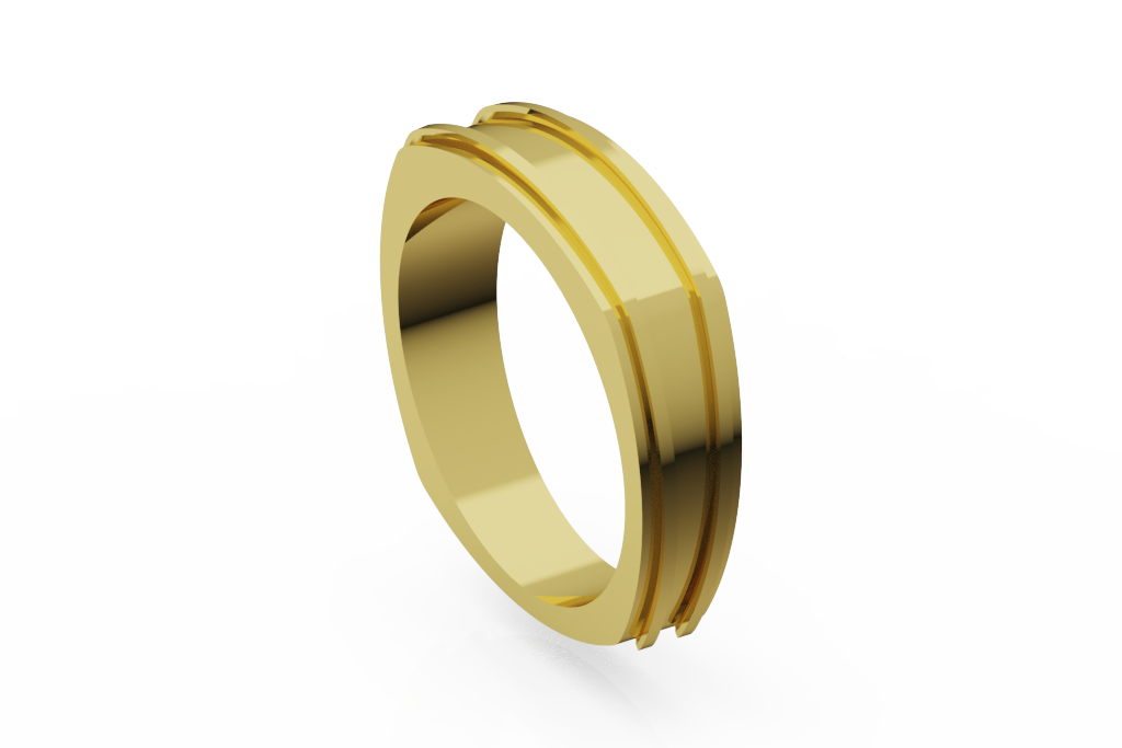 Wide Wedding Band With Twin Edge Rails