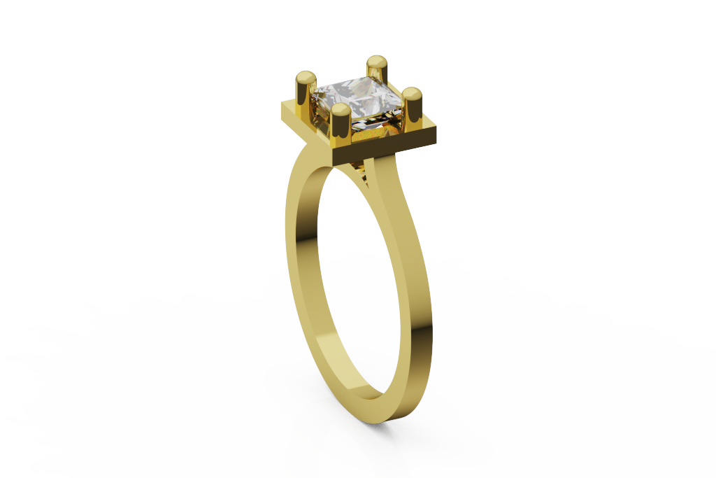 Princess Cut Solitaire Ring With Raised Square Platform Head