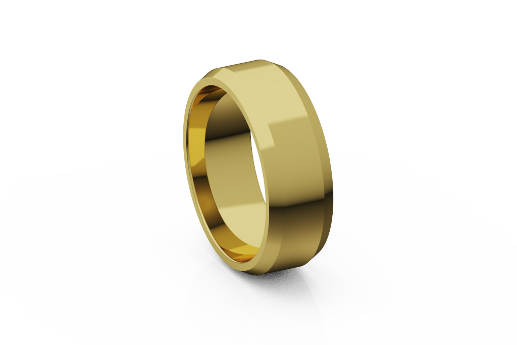 Wide Plain Wedding Band With Chamfered Edges