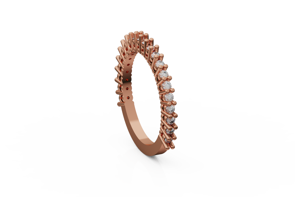 Round Diamond Band With Ribbed Fan Side Gallery