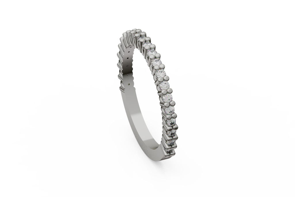 Scalloped Round Diamond Band With Ribbed End Fans