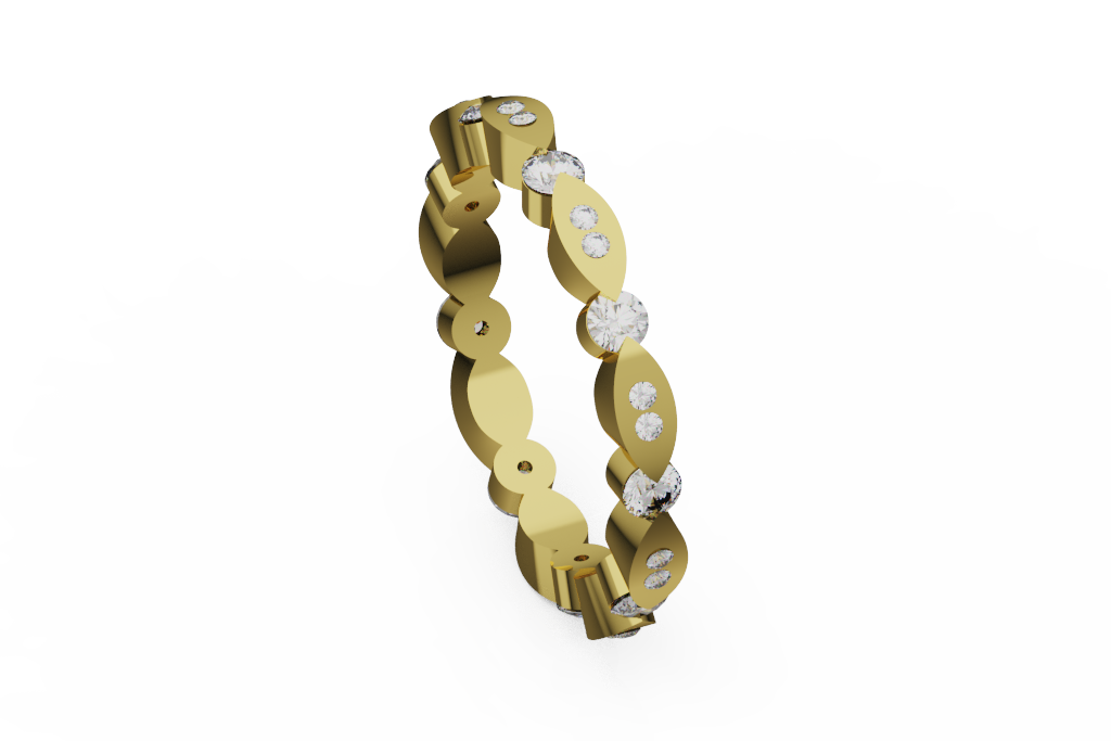 Alternating Oval Plate And Round Diamond Link Band