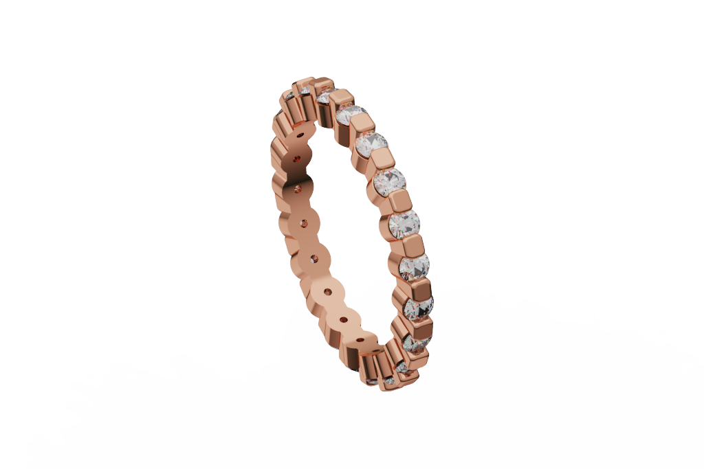 Alternating Round Diamond And Square Link Band