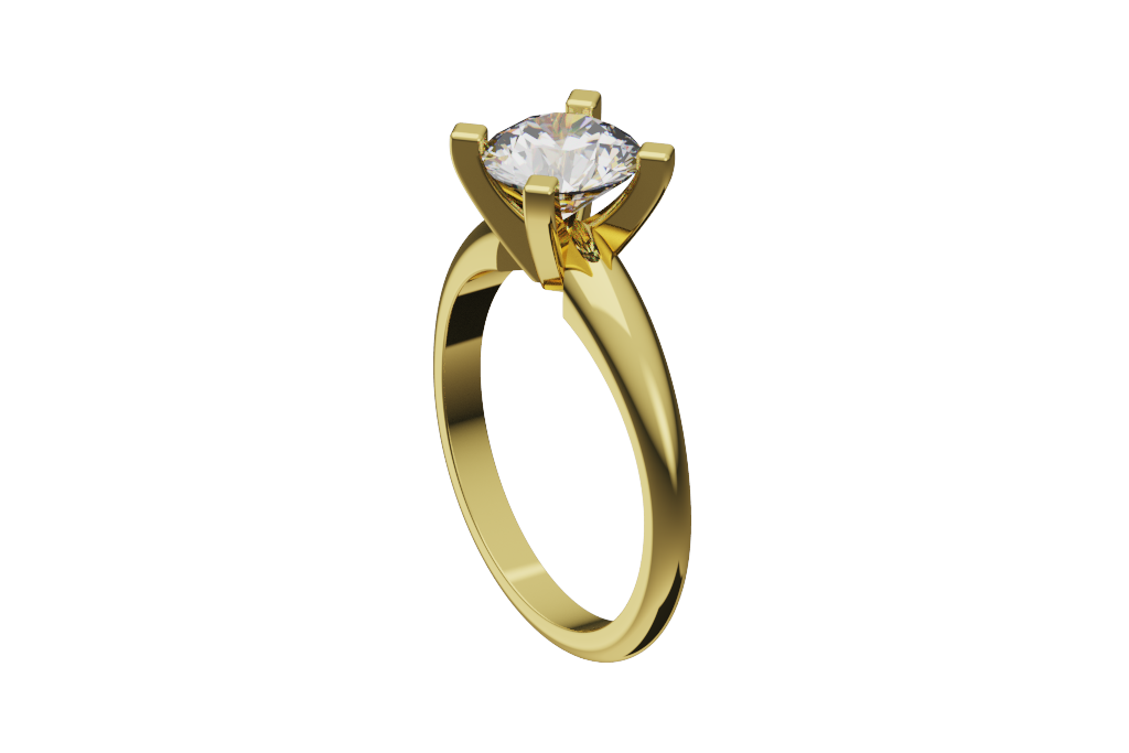 Round Solitaire Ring With Square Tab Prongs And Swept Shoulders