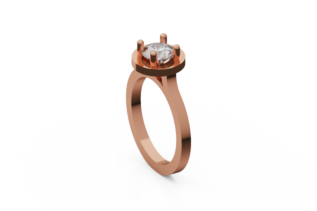 Round Solitaire Ring With Raised Circular Plate Head
