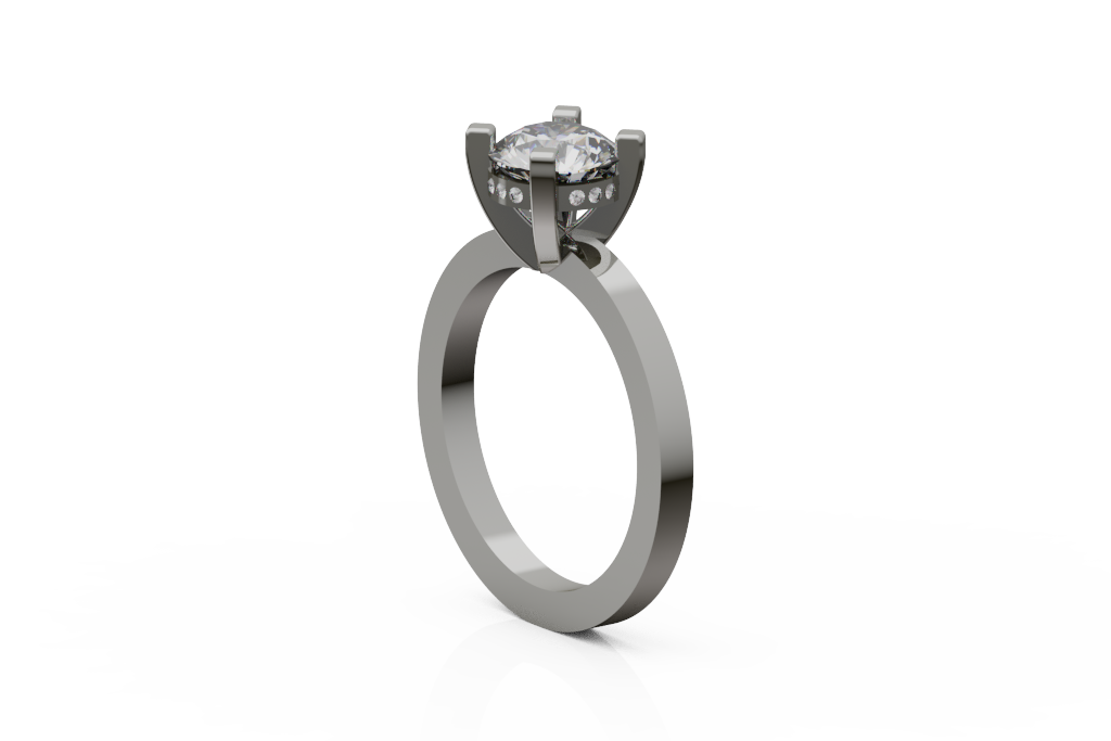 Round Hidden Halo Ring With Square Tab Prongs