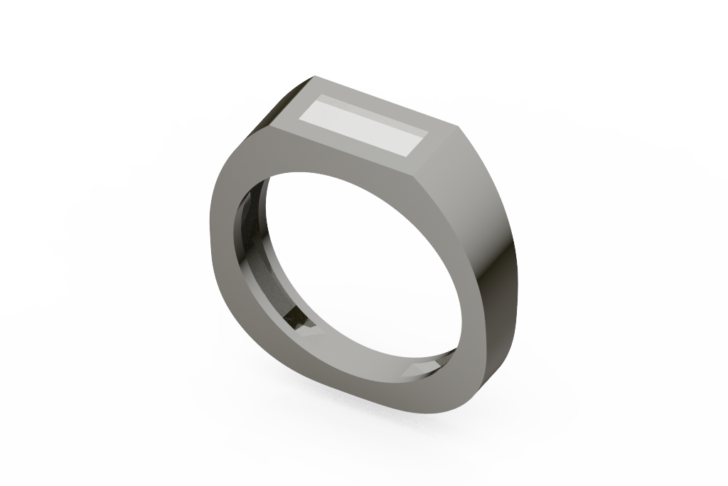 Wide Octagonal Signet Ring With Rectangular Inlay Seat