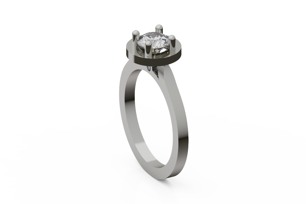 Round Solitaire Ring With Oval Plate Head