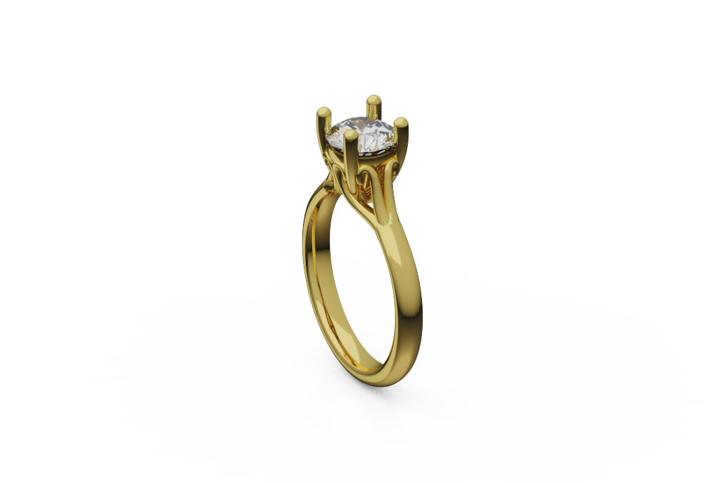 Round Solitaire Ring With Open Scroll Cathedral Gallery