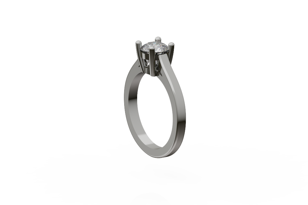 Round Solitaire Ring With Raised Rail Shoulders