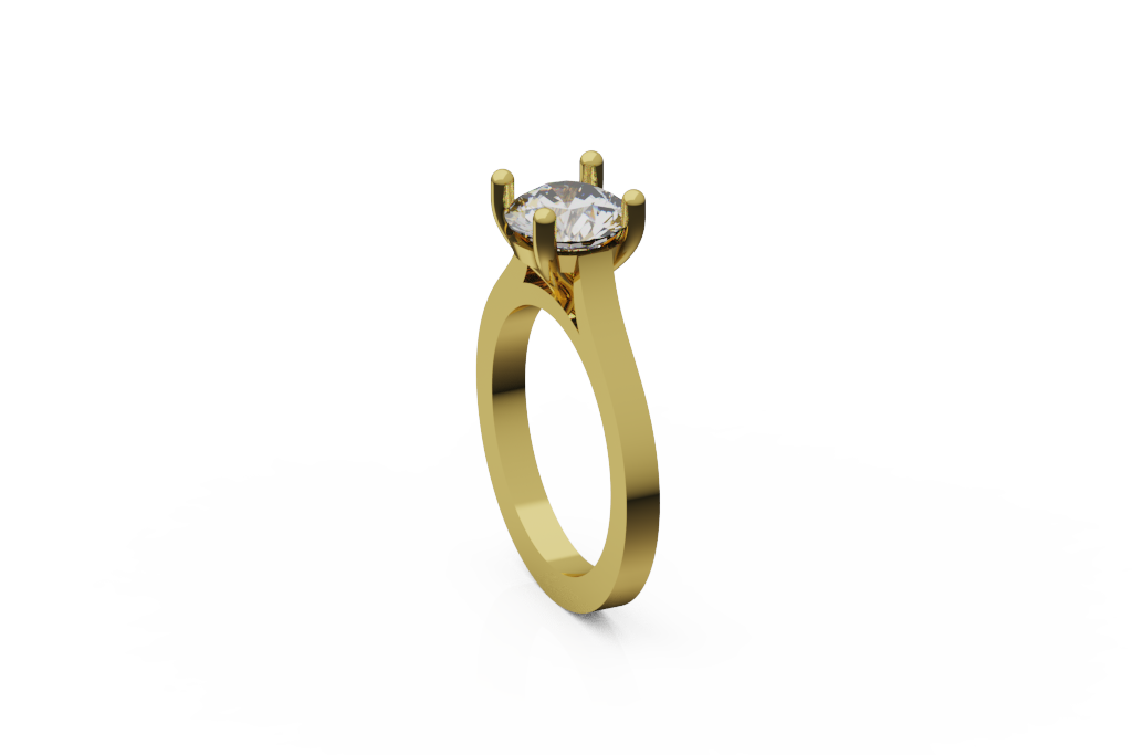 Round Solitaire Ring With Split Cathedral Supports
