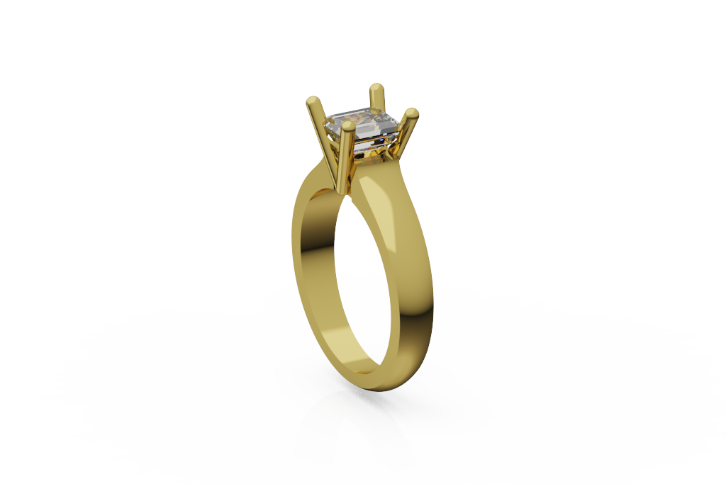Princess Cut Solitaire Ring With Wide Tapered Shoulders