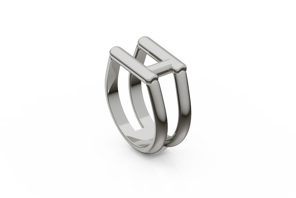 Wide Open Geometric Band With Double Horizontal Bar Top
