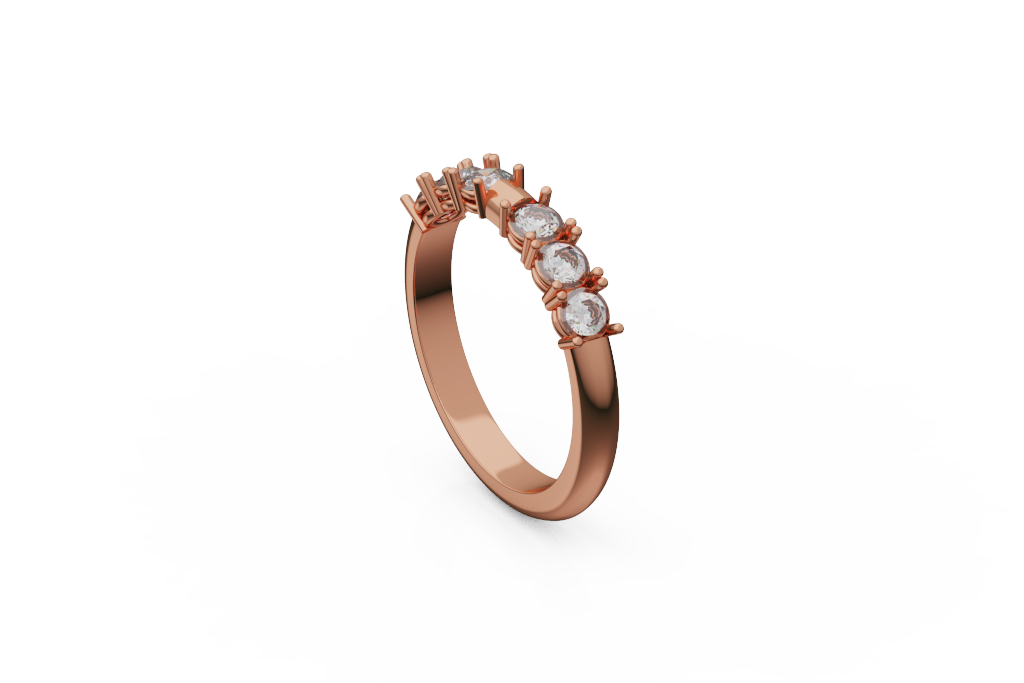 Round Diamond Band With Center Bar Divider