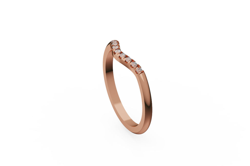 Curved Contour Diamond Band With Wavy Stone Row