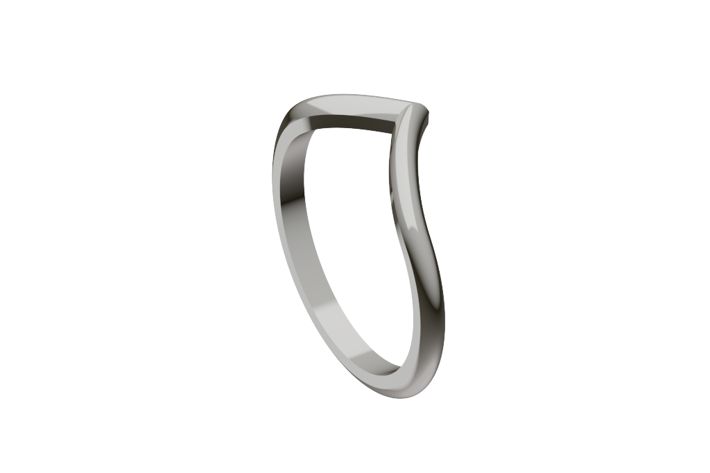 Plain Chevron Contour Band With Polished Finish