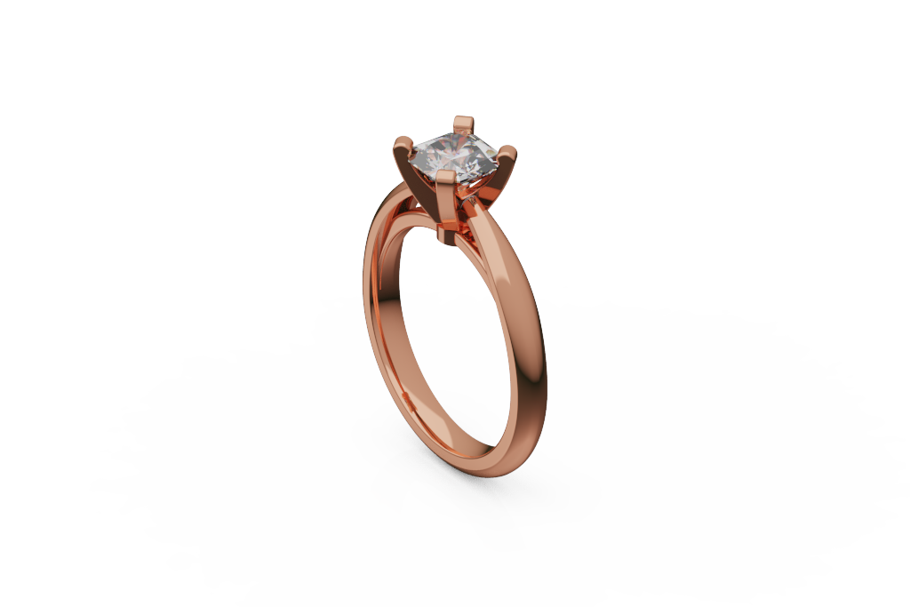 Princess Cut Solitaire Ring With Split Shoulder Basket