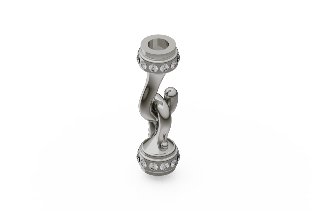 Diamond Rim Double Barrel Link Charm Component