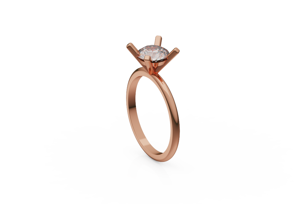 Round Solitaire Ring With Four Tall Compass Prongs