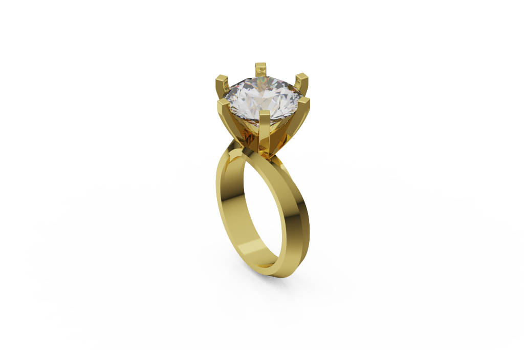 Bold Round Solitaire Ring With Split Bypass Shank