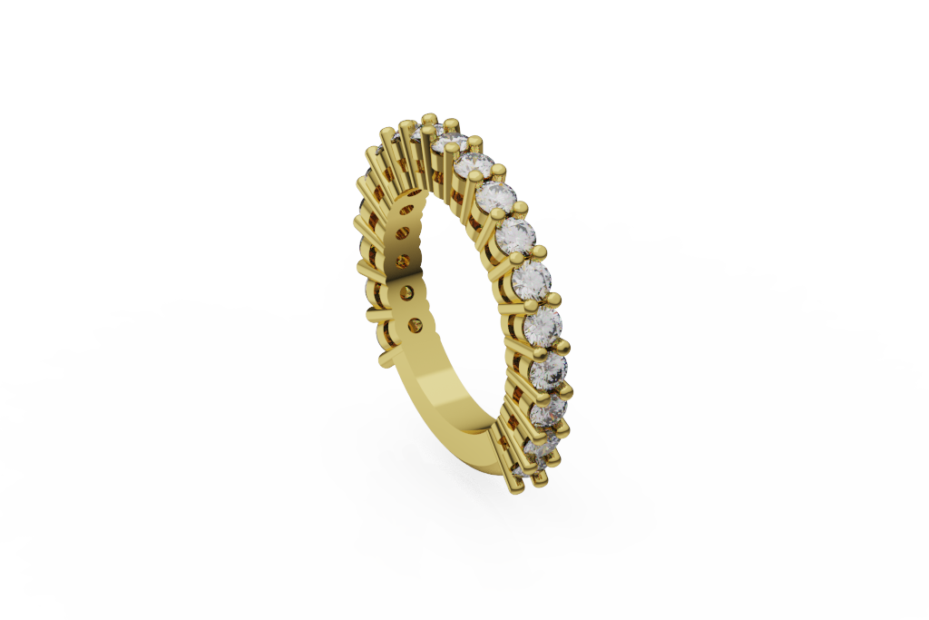 Diamond Band With Round Front Row And Baguette Fan Sides