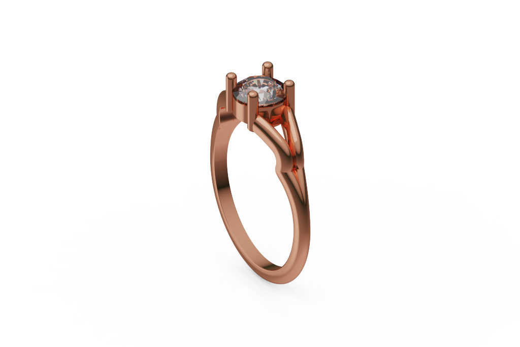Round Solitaire Ring With Split Rail Open Shoulders