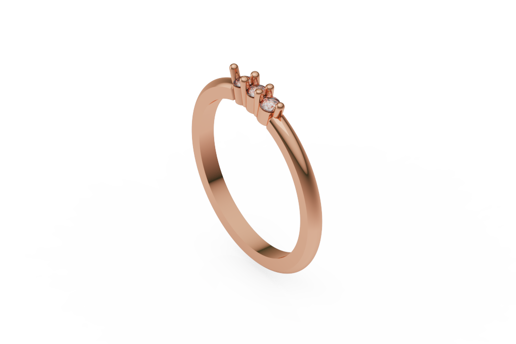 Petite Five Stone Cluster Ring With Slim Band