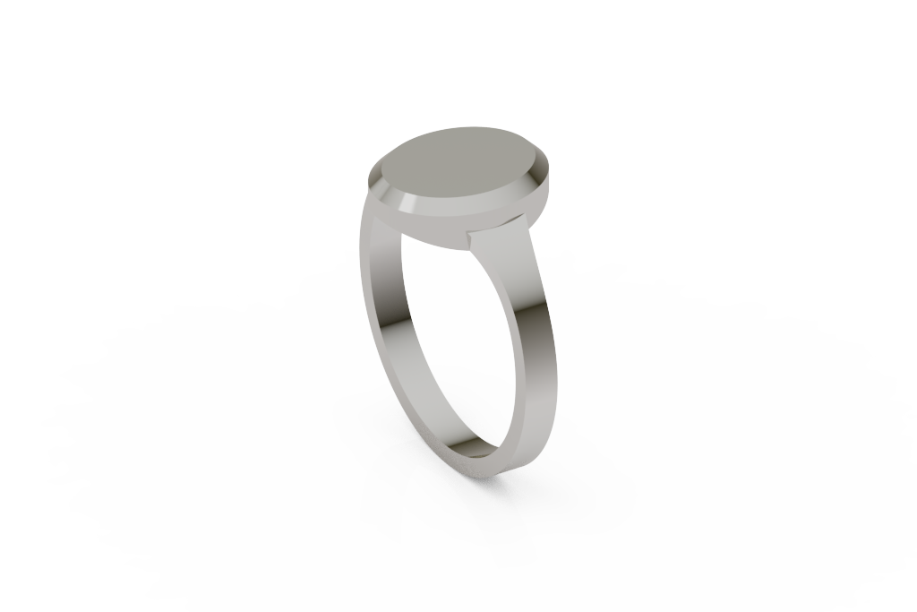 Oval Signet Ring With Raised Bezel Lip
