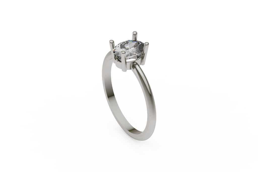 Oval Solitaire Ring With Four Tall Prongs