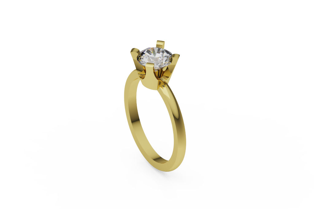 Round Solitaire Ring With Wide Tapered Claw Prongs