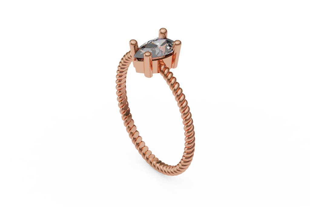 Pear Shape Solitaire Ring With Twisted Rope Band