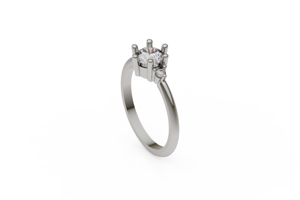 Round Center Ring With Graduated Side Accent Clusters