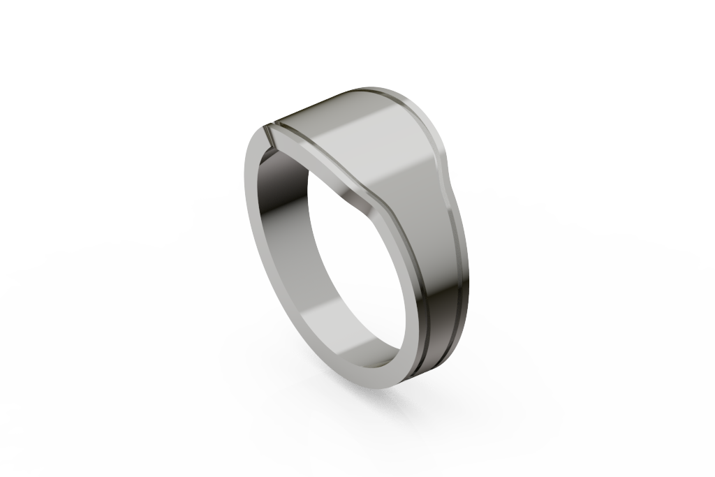 Wide Shield Signet Band With Stepped Border
