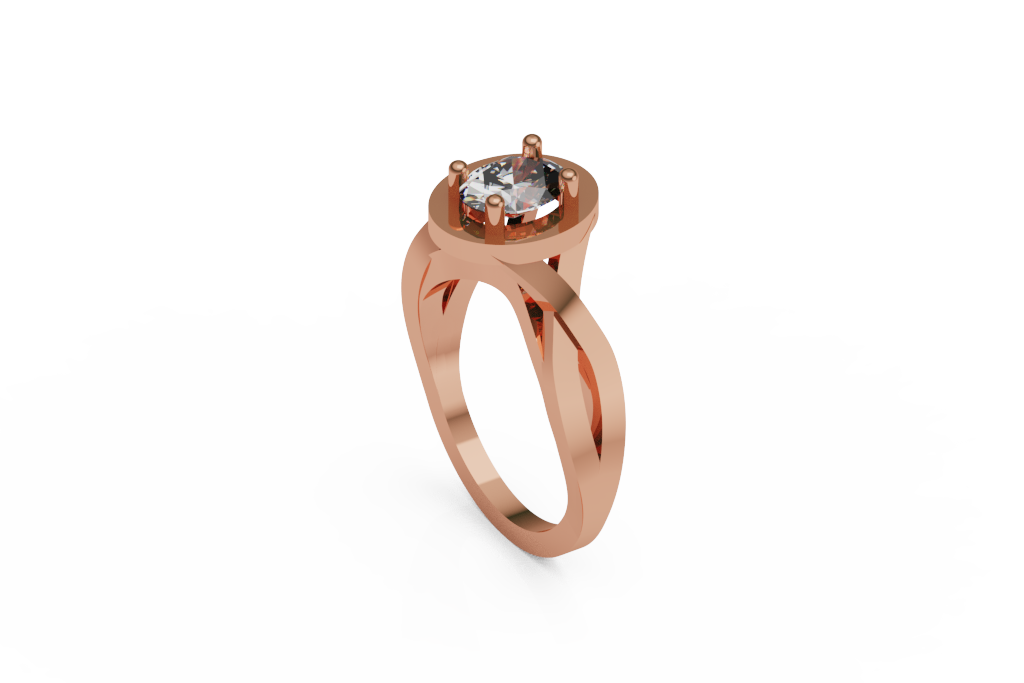 Oval Center Ring With Open Split Shoulder Shank