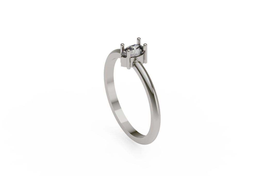 Petite Marquise Solitaire Ring With Plain Band