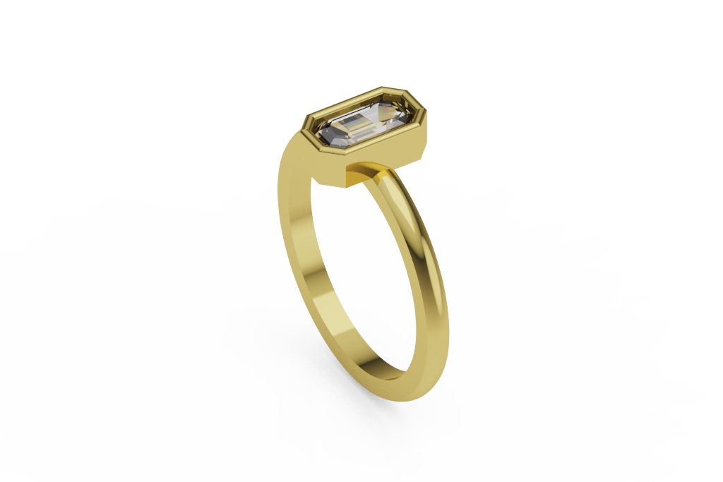 Octagon Bezel Emerald Cut Solitaire Ring