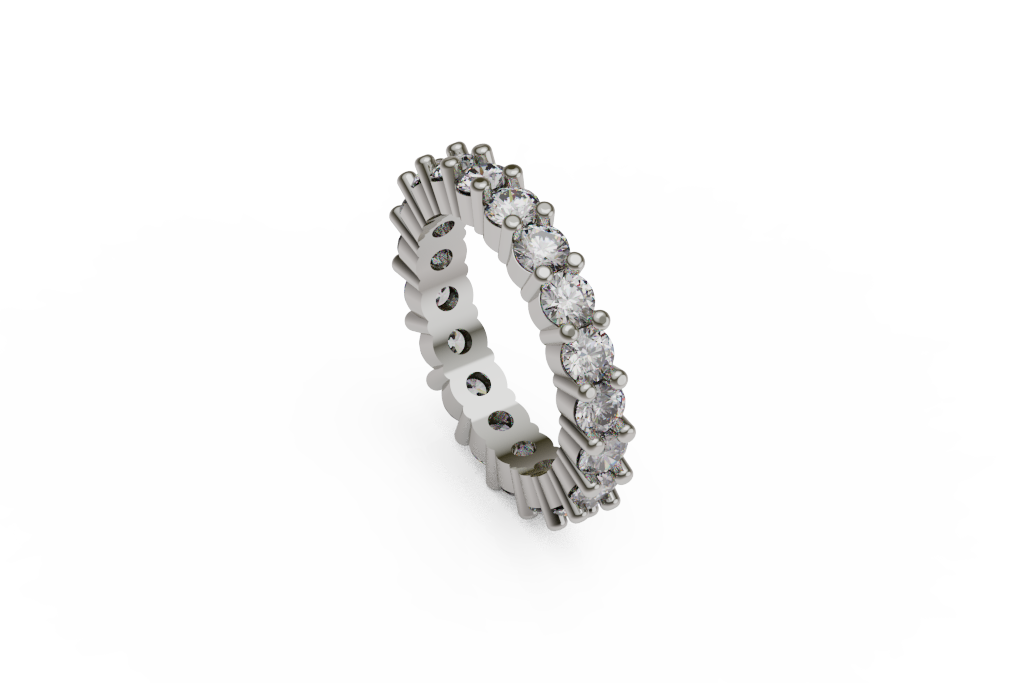 Eternity Style Band With Round Stones And Baguette Fan Sections