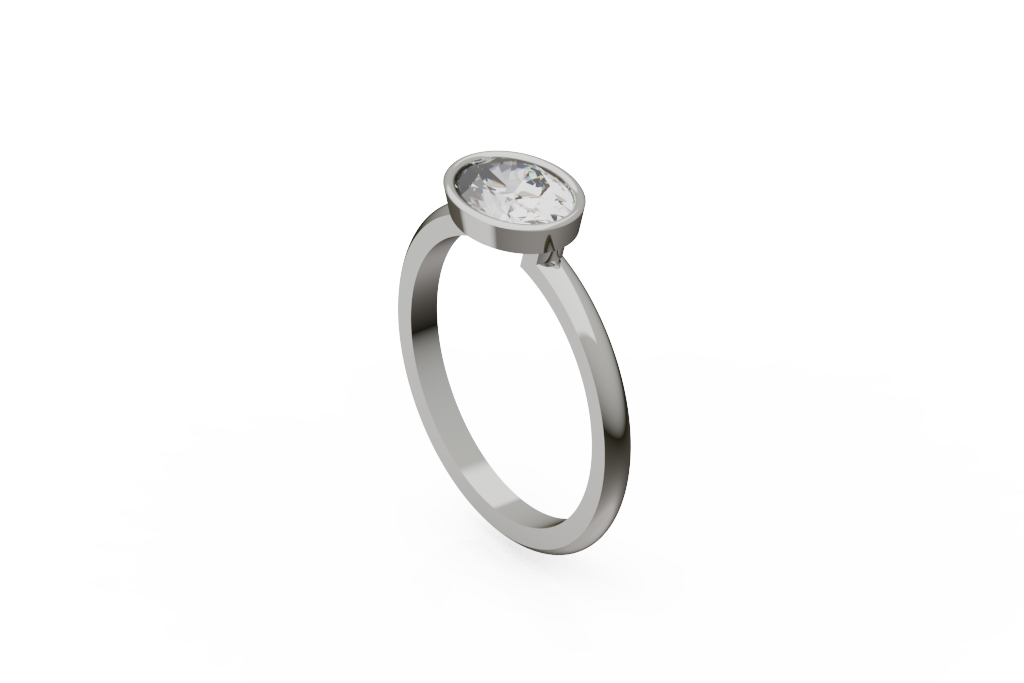 East West Oval Bezel Solitaire Ring