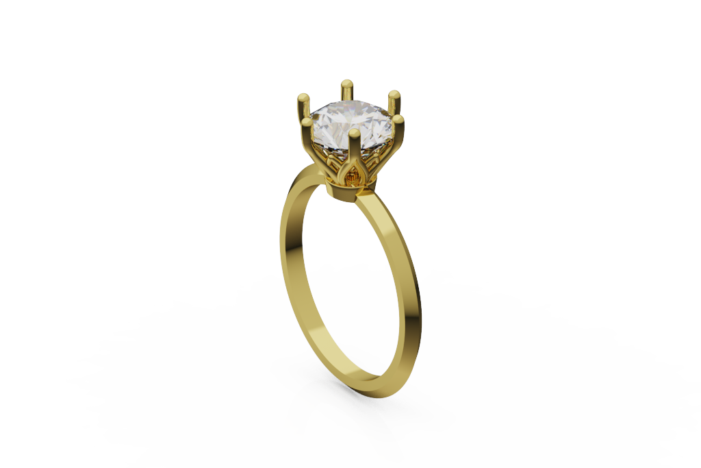 Round Solitaire Ring With Tulip Gallery