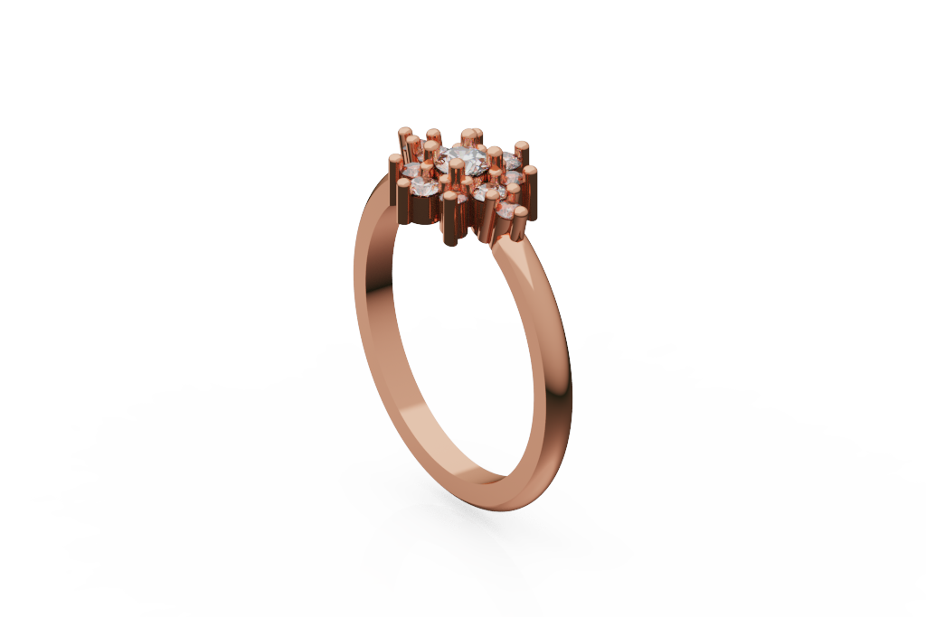 Round Floral Cluster Ring With Raised Multi Stone Crown