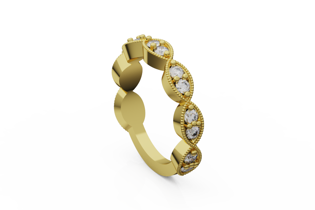 Milgrain Marquise Station Band With Round Accents