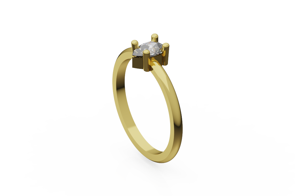 Pear Solitaire Ring With Plain Polished Band