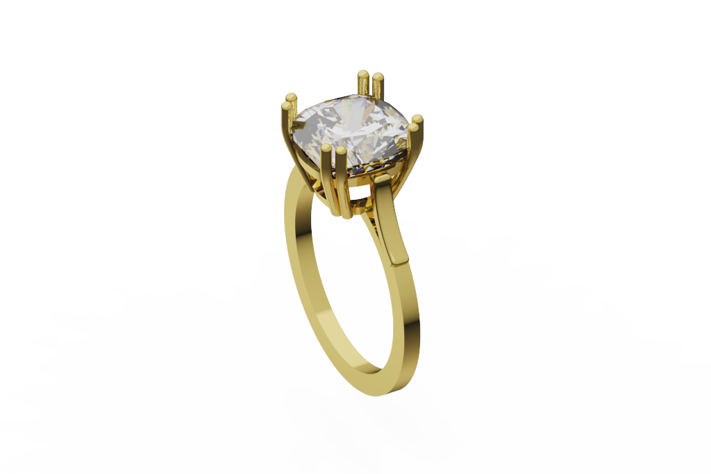 Cushion Cut Solitaire Ring With Sculpted Split Shoulders