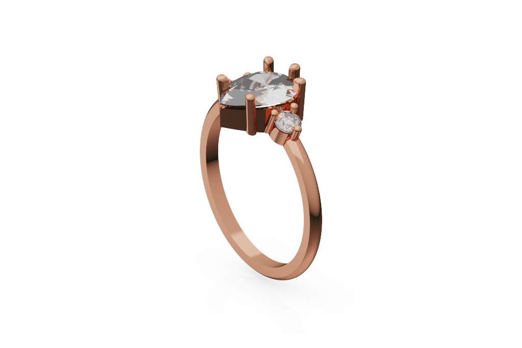 Pear Three Stone Ring With Round Side Stones