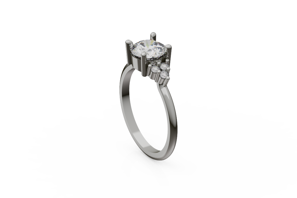 Round Center Ring With Rounded Cluster Shoulders