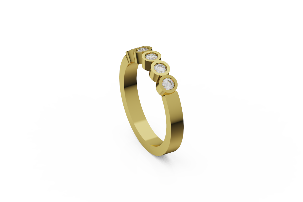 Five Stone Bezel Band With Round Stations