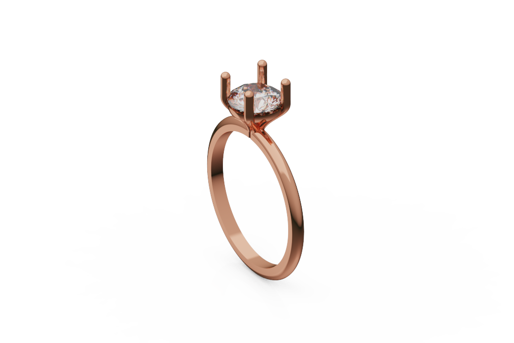 Round Solitaire Ring With Tulip Style Basket