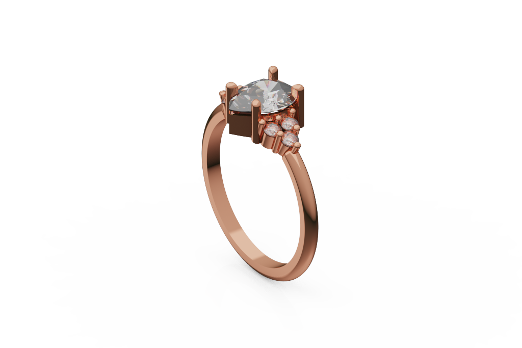 Pear Center Cluster Ring With Graduated Round Side Stones