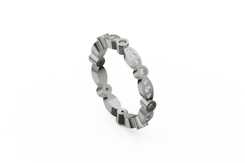 Marquise Link Eternity Band With Alternating Bezel And Trio Stones